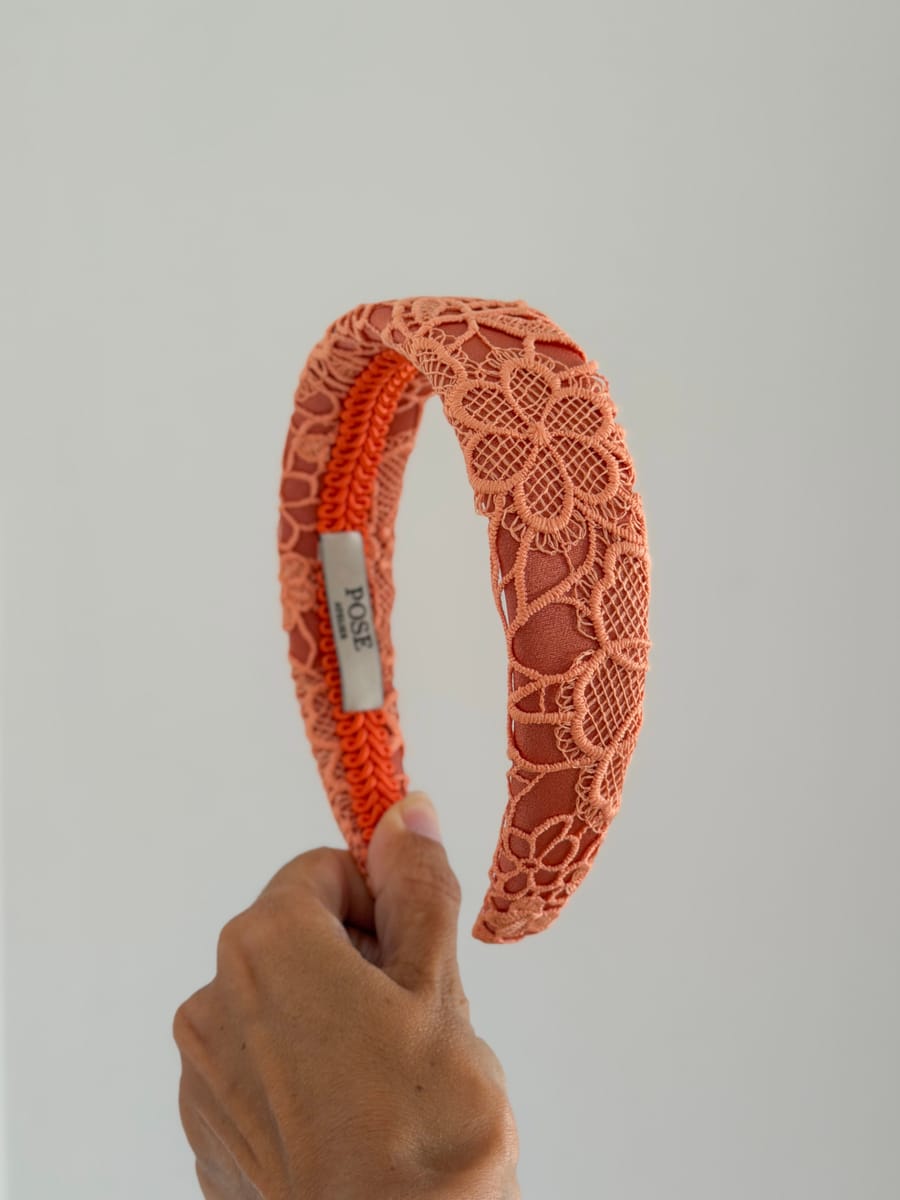Bandolete renda guipur laranja