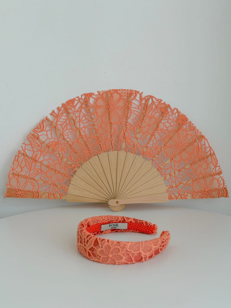Bandolete renda guipur laranja