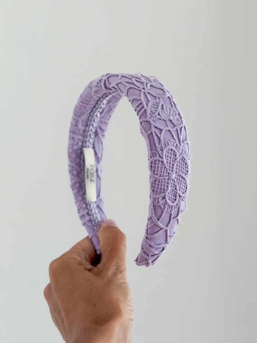 Bandolete renda guipur lilás