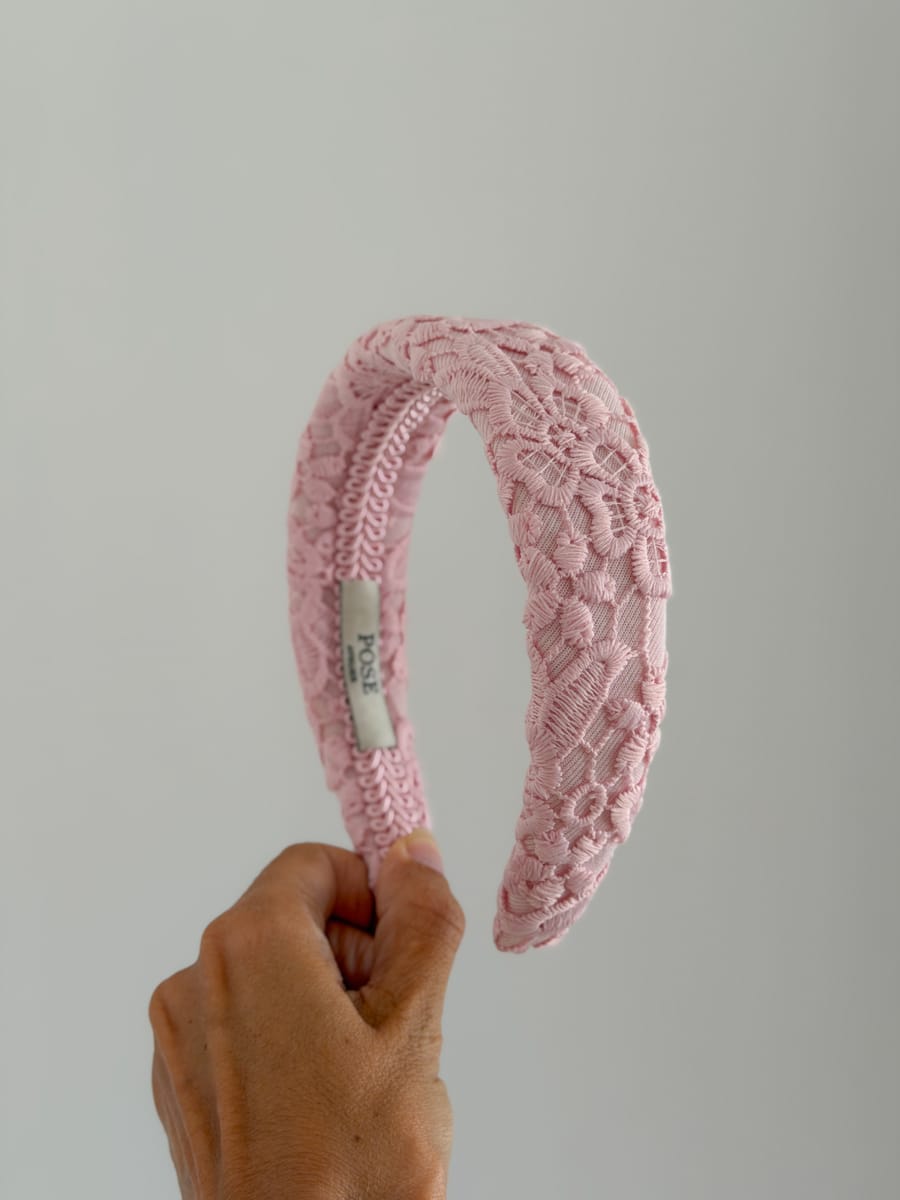 Bandolete renda guipur rosa