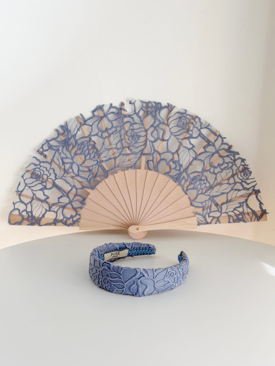 Leque organza azul