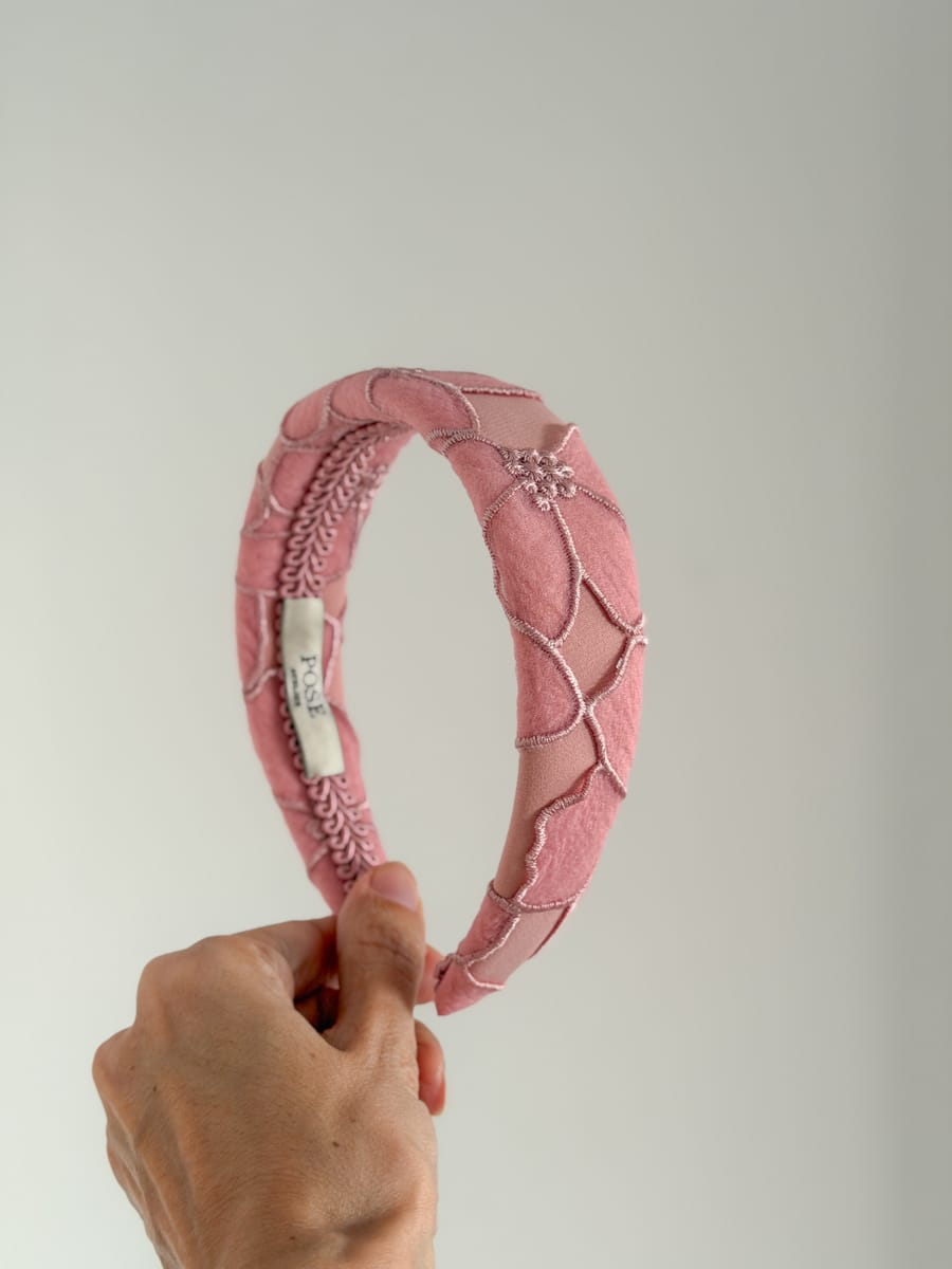 Leque organza rosa