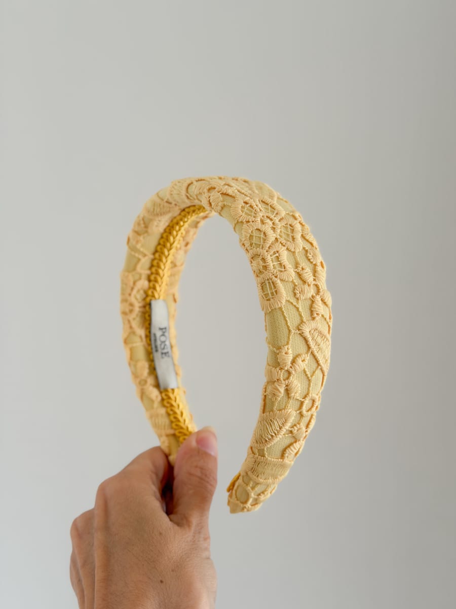 Leque renda guipur amarelo