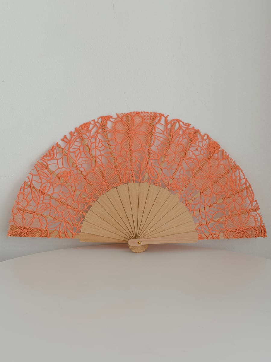Leque renda guipur laranja